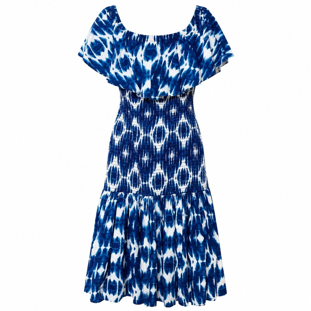 Ashro Boho Coastal Cowgirl Maxi Dress Women 2X Smocked Bodice Ruffle Mermaid